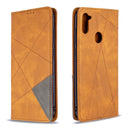 For Galaxy A11 Rhombus Texture Horizontal Flip Magnetic Leather Case with Holder & Card Slots & Wallet(Yellow)