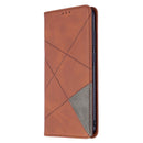 For Galaxy A11 Rhombus Texture Horizontal Flip Magnetic Leather Case with Holder & Card Slots & Wallet(Brown)