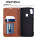 For Galaxy A11 Rhombus Texture Horizontal Flip Magnetic Leather Case with Holder & Card Slots & Wallet(Brown)