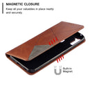 For Galaxy A11 Rhombus Texture Horizontal Flip Magnetic Leather Case with Holder & Card Slots & Wallet(Brown)