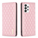 For Samsung Galaxy A73 5G Diamond Lattice Magnetic Leather Flip Phone Case(Pink)
