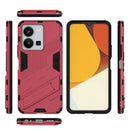 For vivo Y35 4G Global PC + TPU Shockproof Phone Case with Invisible Holder(Light Red)