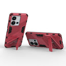 For vivo Y35 4G Global PC + TPU Shockproof Phone Case with Invisible Holder(Light Red)
