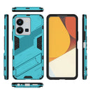 For vivo Y35 4G Global PC + TPU Shockproof Phone Case with Invisible Holder(Blue)