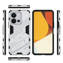 For vivo Y35 4G Global PC + TPU Shockproof Phone Case with Invisible Holder(White)