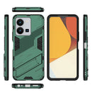 For vivo Y35 4G Global PC + TPU Shockproof Phone Case with Invisible Holder(Green)