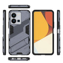 For vivo Y35 4G Global PC + TPU Shockproof Phone Case with Invisible Holder(Grey)