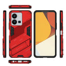 For vivo Y35 4G Global PC + TPU Shockproof Phone Case with Invisible Holder(Red)