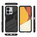 For vivo Y35 4G Global PC + TPU Shockproof Phone Case with Invisible Holder(Black)