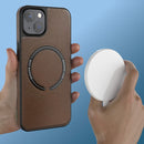 For iPhone 14 Pro Max Leather MagSafe Magnetic Phone Case(Beige)
