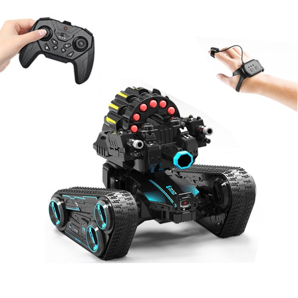 JJR/C 538 Gesture Sensing Remote Control Two-Wheel Tank Battle Spray Truck, Specification:Dual Control(Blue)