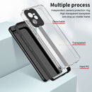 For Realme C35 3 in 1 Clear TPU Color PC Frame Phone Case(Black)