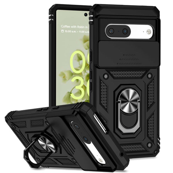 For Google Pixel 7 5G Sliding Camshield Holder Phone Case(Black)