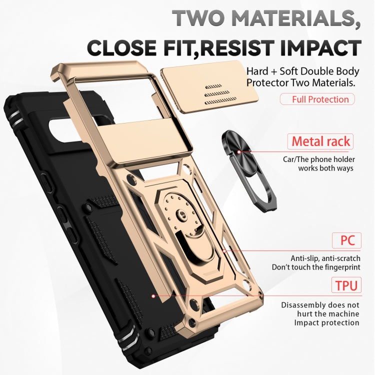 For Google Pixel 7 5G Sliding Camshield Holder Phone Case(Gold)