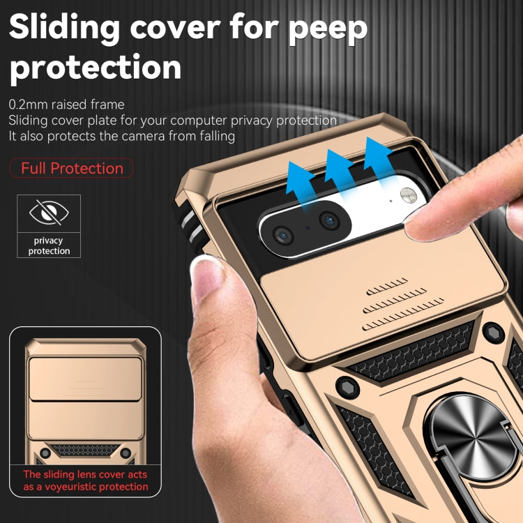 For Google Pixel 7 5G Sliding Camshield Holder Phone Case(Gold)