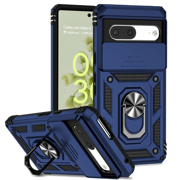 For Google Pixel 7 5G Sliding Camshield Holder Phone Case(Blue)