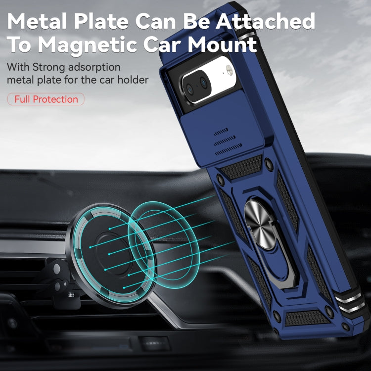 For Google Pixel 7 5G Sliding Camshield Holder Phone Case(Blue)
