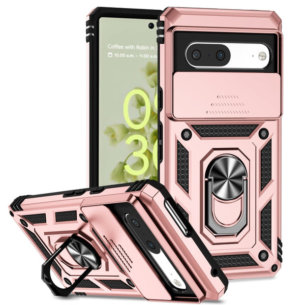 For Google Pixel 7 5G Sliding Camshield Holder Phone Case(Rose Gold)