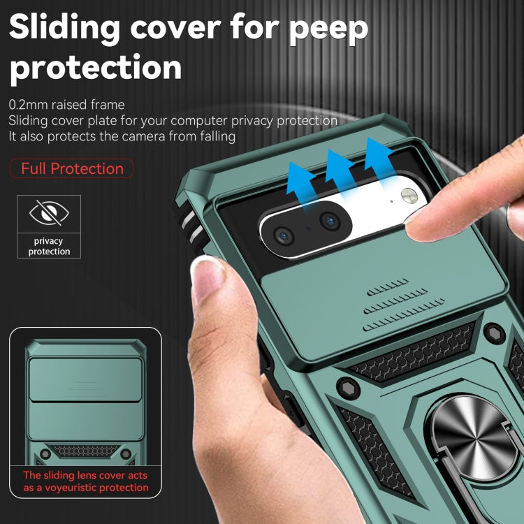 For Google Pixel 7 5G Sliding Camshield Holder Phone Case(Dark Green)