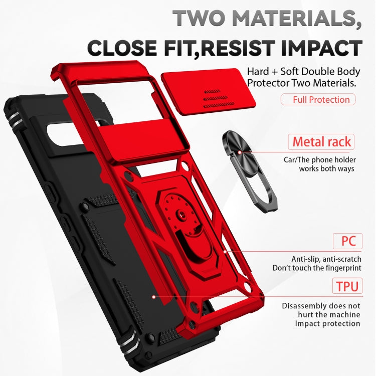 For Google Pixel 7 Pro 5G Sliding Camshield Holder Phone Case(Red)