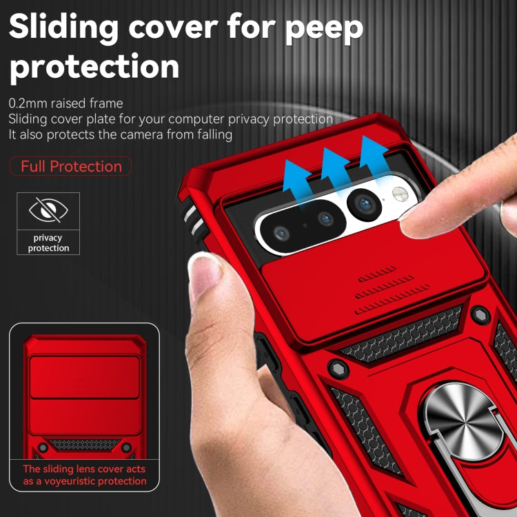 For Google Pixel 7 Pro 5G Sliding Camshield Holder Phone Case(Red)