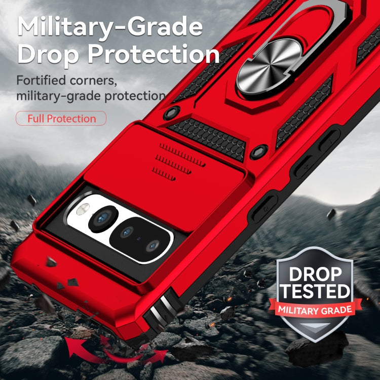 For Google Pixel 7 Pro 5G Sliding Camshield Holder Phone Case(Red)