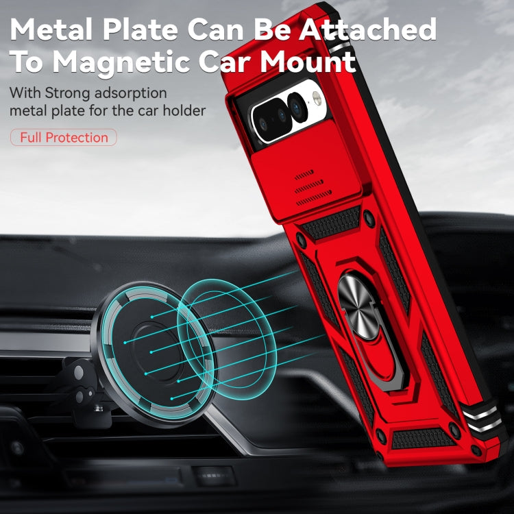 For Google Pixel 7 Pro 5G Sliding Camshield Holder Phone Case(Red)