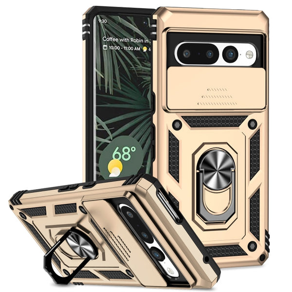 For Google Pixel 7 Pro 5G Sliding Camshield Holder Phone Case(Gold)