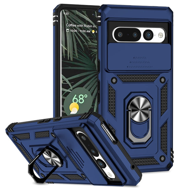 For Google Pixel 7 Pro 5G Sliding Camshield Holder Phone Case(Blue)
