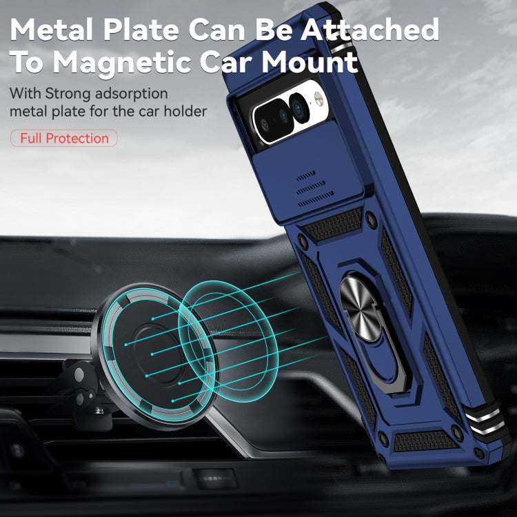 For Google Pixel 7 Pro 5G Sliding Camshield Holder Phone Case(Blue)