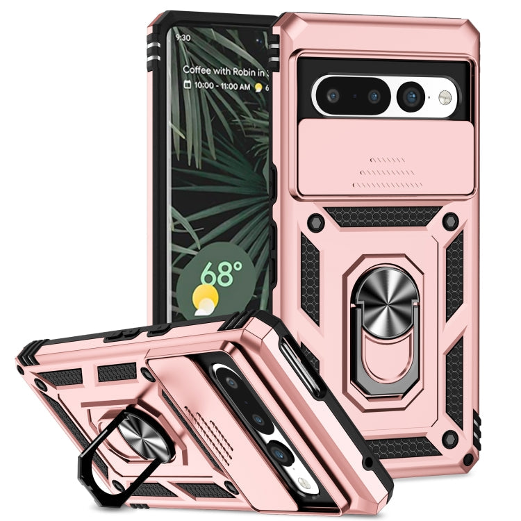 For Google Pixel 7 Pro 5G Sliding Camshield Holder Phone Case(Rose Gold)