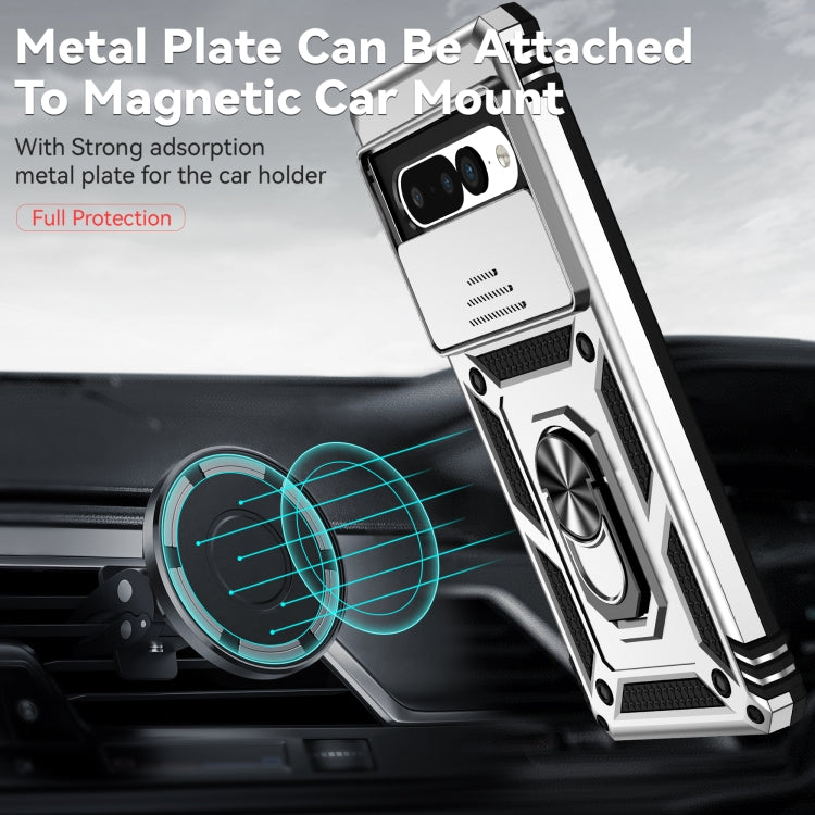 For Google Pixel 7 Pro 5G Sliding Camshield Holder Phone Case(Silver)