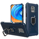 For Xiaomi Redmi Note 9S Carbon Fiber Protective Case with 360 Degree Rotating Ring Holder(Blue)