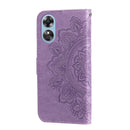 For OPPO A17 7-petal Flowers Embossing Leather Phone Case(Light Purple)