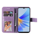 For OPPO A17 7-petal Flowers Embossing Leather Phone Case(Light Purple)