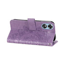 For OPPO A17 7-petal Flowers Embossing Leather Phone Case(Light Purple)