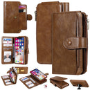 For iPhone X / XS Multifunctional Retro Detachable Magnetic Horizontal Flip Leather Case with Card Slots & Holder & Wallet & Photo Frame(Brown)