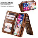 For iPhone X / XS Multifunctional Retro Detachable Magnetic Horizontal Flip Leather Case with Card Slots & Holder & Wallet & Photo Frame(Brown)
