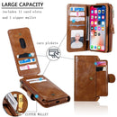 For iPhone X / XS Multifunctional Retro Detachable Magnetic Horizontal Flip Leather Case with Card Slots & Holder & Wallet & Photo Frame(Brown)