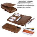 For iPhone X / XS Multifunctional Retro Detachable Magnetic Horizontal Flip Leather Case with Card Slots & Holder & Wallet & Photo Frame(Brown)