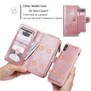 For iPhone X / XS Multifunctional Retro Detachable Magnetic Horizontal Flip Leather Case with Card Slots & Holder & Wallet & Photo Frame(Rose Gold)