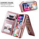 For iPhone X / XS Multifunctional Retro Detachable Magnetic Horizontal Flip Leather Case with Card Slots & Holder & Wallet & Photo Frame(Rose Gold)