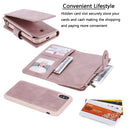 For iPhone X / XS Multifunctional Retro Detachable Magnetic Horizontal Flip Leather Case with Card Slots & Holder & Wallet & Photo Frame(Rose Gold)