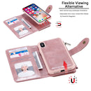 For iPhone X / XS Multifunctional Retro Detachable Magnetic Horizontal Flip Leather Case with Card Slots & Holder & Wallet & Photo Frame(Rose Gold)