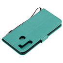 For Galaxy A21 Tree & Cat Pattern Pressed Printing Horizontal Flip PU Leather Case with Holder & Card Slots & Wallet & Lanyard(Green)