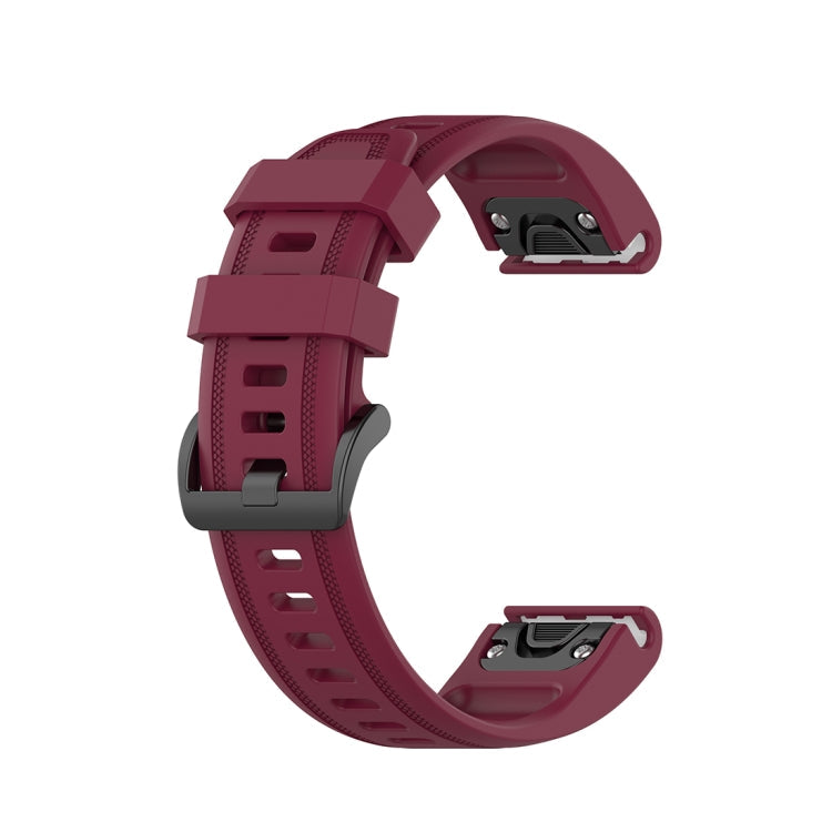 For Garmin Fenix 6S 20mm Quick Release Official Texture Wrist Strap Watchband with Plastic Button(Wine Red)