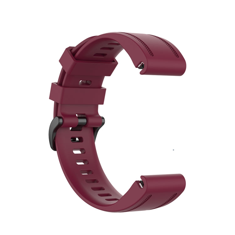 For Garmin Fenix 6S 20mm Quick Release Official Texture Wrist Strap Watchband with Plastic Button(Wine Red)
