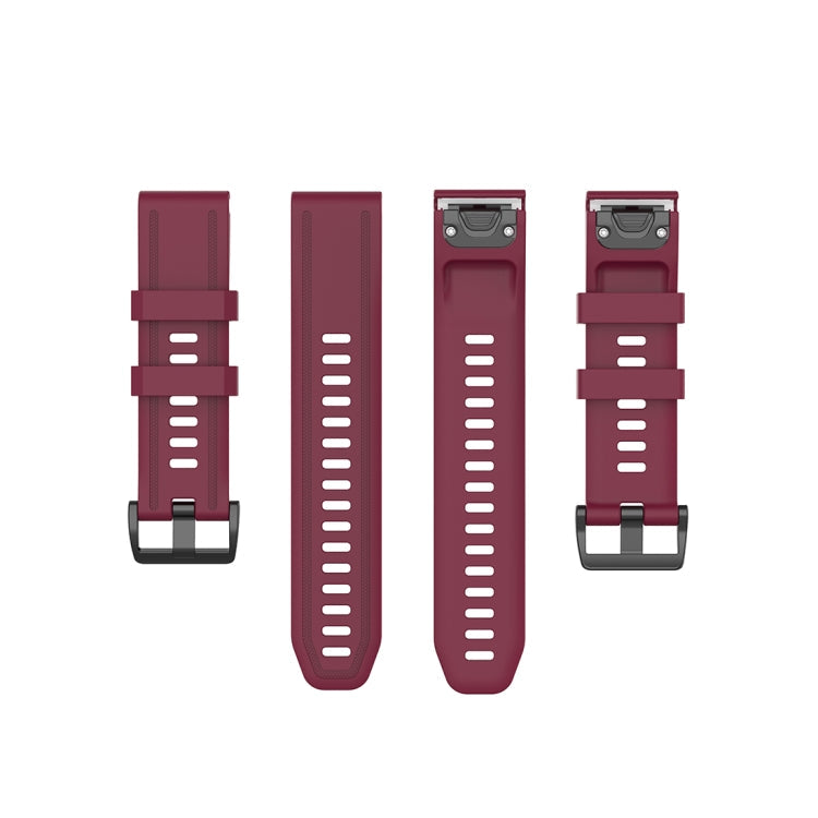 For Garmin Fenix 6S 20mm Quick Release Official Texture Wrist Strap Watchband with Plastic Button(Wine Red)