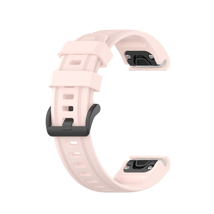 For Garmin Fenix 6S 20mm Quick Release Official Texture Wrist Strap Watchband with Plastic Button(Light Pink)