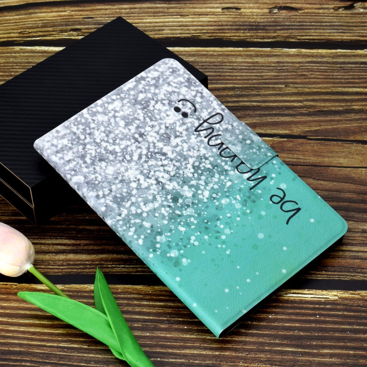 For Galaxy Tab S4 10.5 T830 Electric Horizontal TPU Painted Flat Feather Case with Sleep Function & Pen Cover & Card Slot & Holder(Green Quicksand)